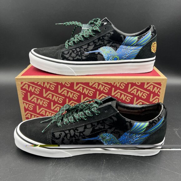 Vans Old Skool Dia de los Muertos Hummingbird Skate Shoe M9 W10.5 Black Blue NEW - Picture 2 of 16